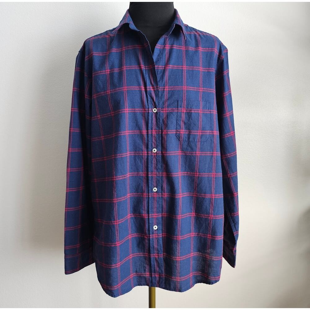 NWT Anthropologie GRAYSON The Hero Grace Navy Red Plaid Button Down Shirt 5 XL